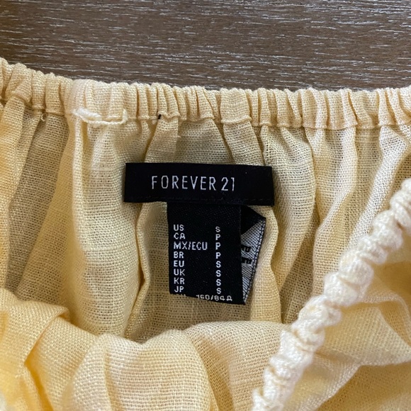 Forever 21 Light Yellow Gauze Short Sleeve Puff Sleeve - Picture 5 of 7